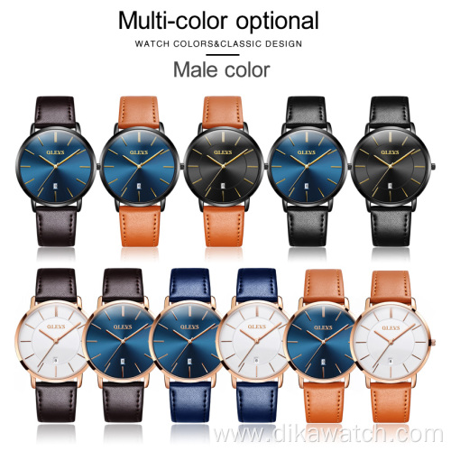 2021 Cheap OLEVS Men Quartz Luxury Minimalist Watches Week And Date Chronograph Sports Watch Leather Strap Men's Watch For Men